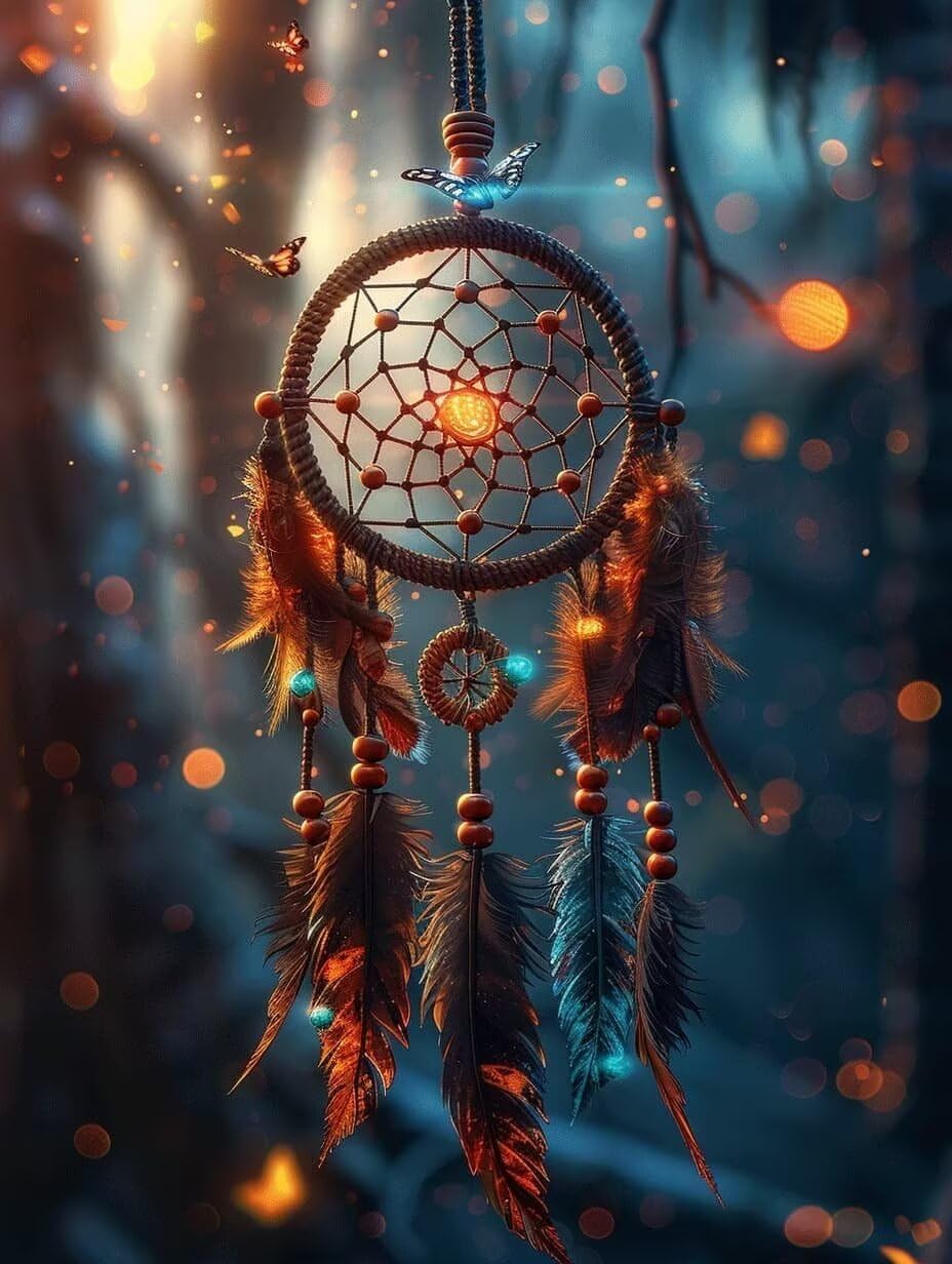 Diamond Art Dream Catcher Diamond Painting Butterfly Dimond Art Painting for Adults Beginners, 5D Crystal Gem Crafts Mosaic Kits for Adults Hobbies for Women, Room Decor, 40 X 54 Inch Canvas -n6WO