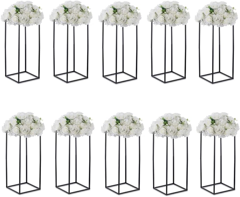 Black Plant Stand Pedestal Stand - 10 Pcs Metal Plant Stand, 23.6in Tall Flower Stand Vase Flower Holder, Wedding Centerpieces for Tables, Corner Planter Pot Rack for Living Rooms, Home, Patio Decor