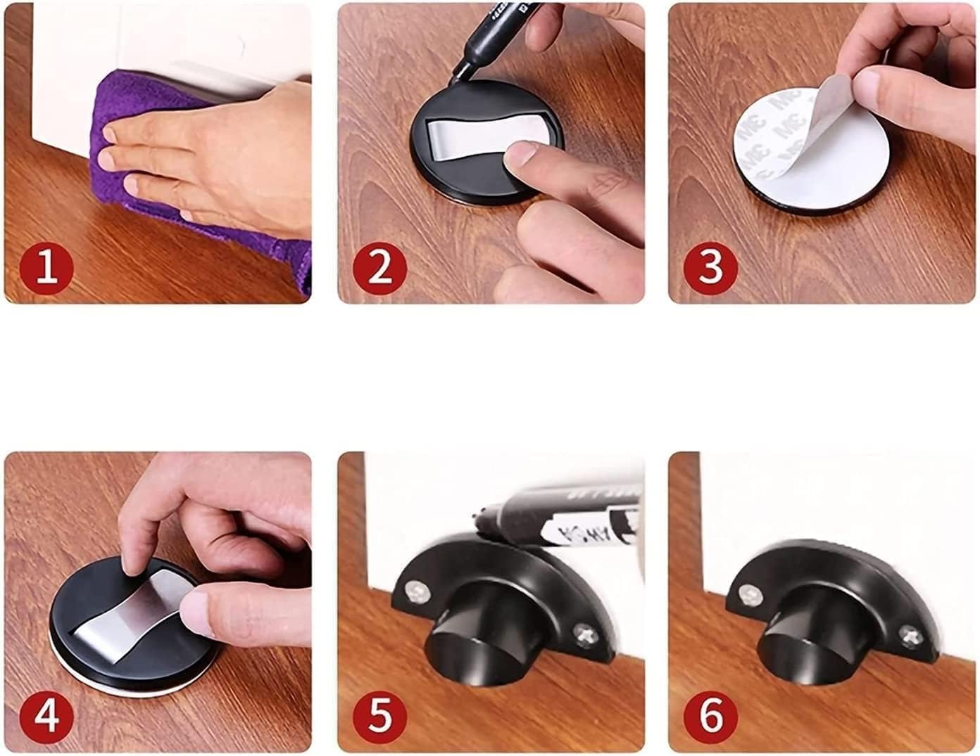 Door Stop, Magnetic Door Stops, Floor Door Stoppers,Skirting Board Buffer, Doorstops Magnetic Door Stopper,Heavy Duty Metal Door Stop Catch Holder Doorstop Floor Mounted,Self Adhesive and
