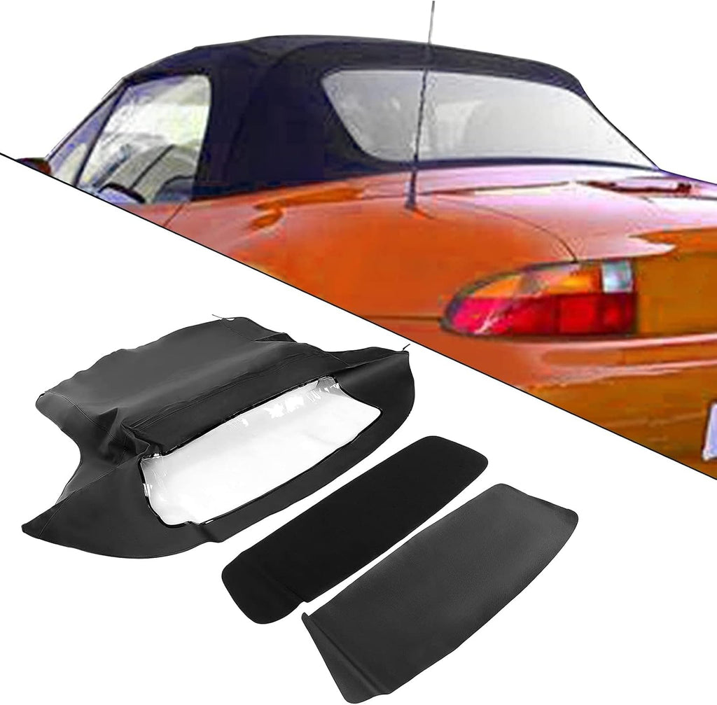 Kojem Convertible Soft Top Roof Cover Compatible with 1996-2002 BMW Z3 & M Roadster Convertibles Black with Plastic Window Replace for 54318411121 BM-33902 BM33902