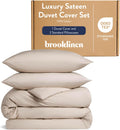 Brooklinen Luxury Sateen Duvet Cover Set - 100% Cotton, Full/Queen Size in Pebble - Includes 1 Duvet Cover and 2 Standard Pillowcases - Best Full/Queen Duvet Covers