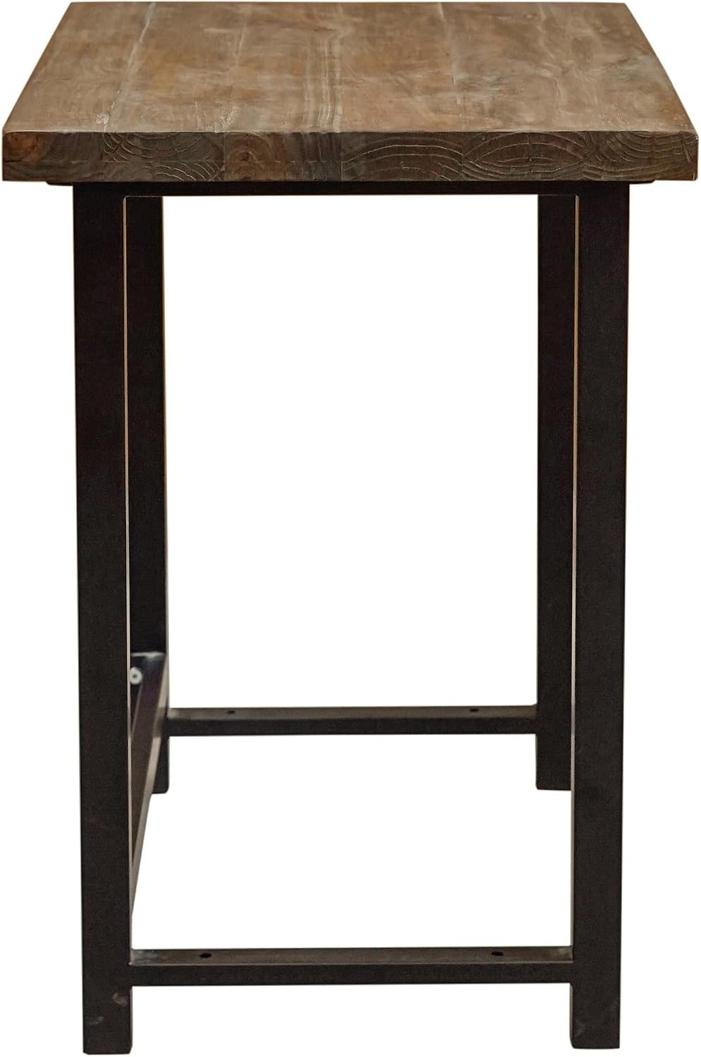 Pomona 32-Inch Compact Writing Desk with Solid Wood Top and Metal Frame – Rustic Industrial Style Small Home Office Desk with Durable Lacquer Finish and Floor Levelers by Alaterre Furniture (Natural)