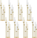 35in 8 Set Gold Candelabra Candle Centerpieces for Tables Candlesticks Holder Wedding Centerpieces Table Decorations Acrylic lampshade Fit 0.9' LED Candle
