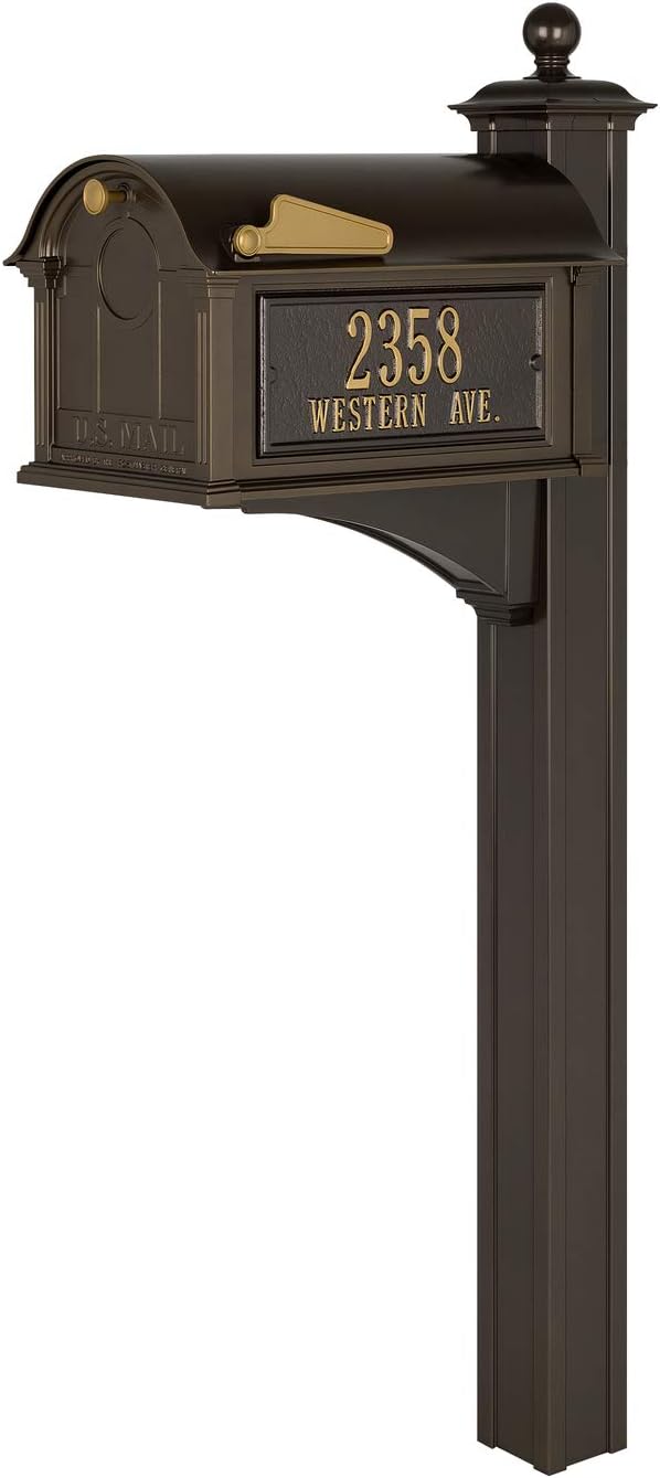 Balmoral Side Plaques Mailbox Post Package - Quick-Ship-Bronze