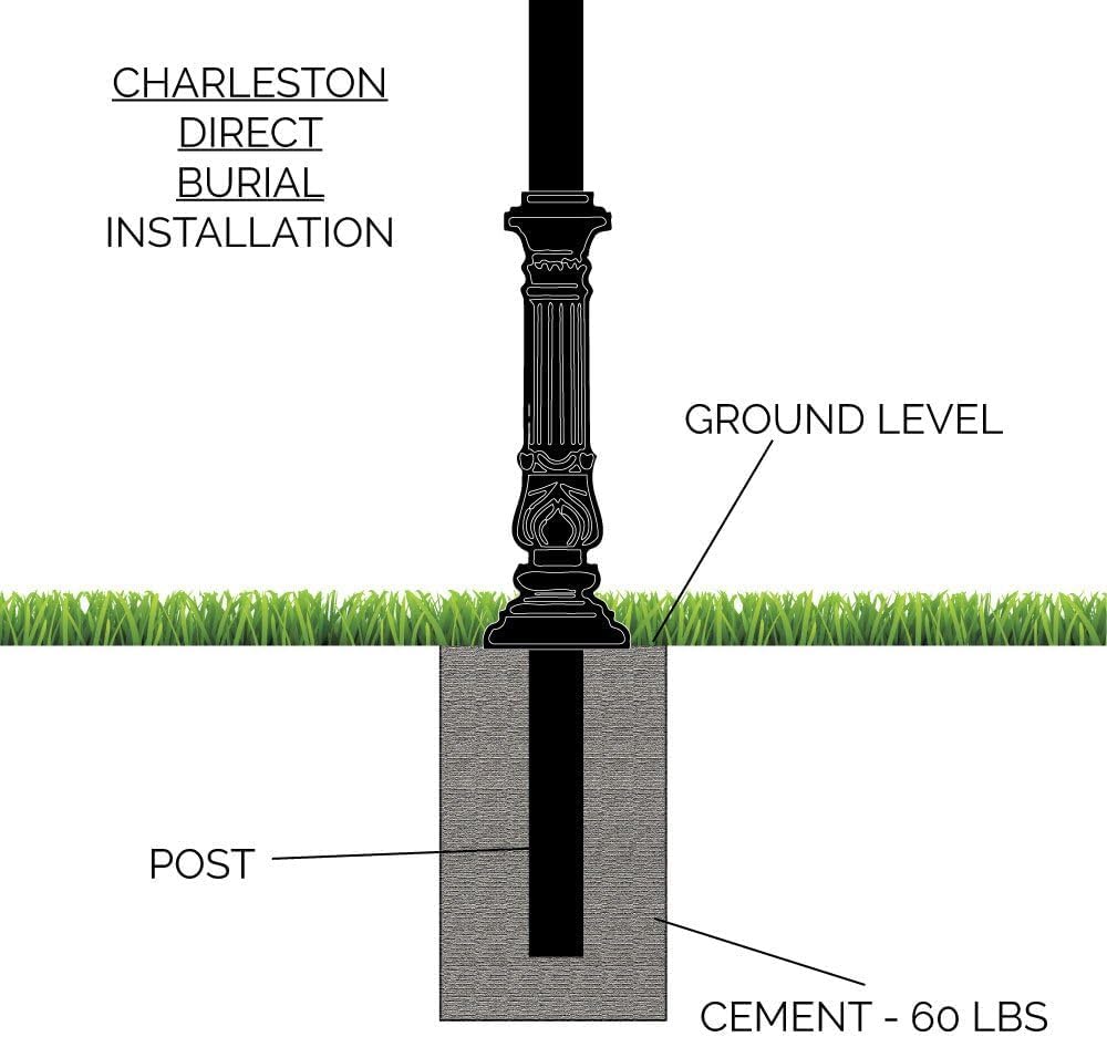 Charleston Mailbox & Post System – Black Rust Resistant Mailbox – Includes Address Plaque, Numbers, Scroll & Mounting Hardware (Standard)