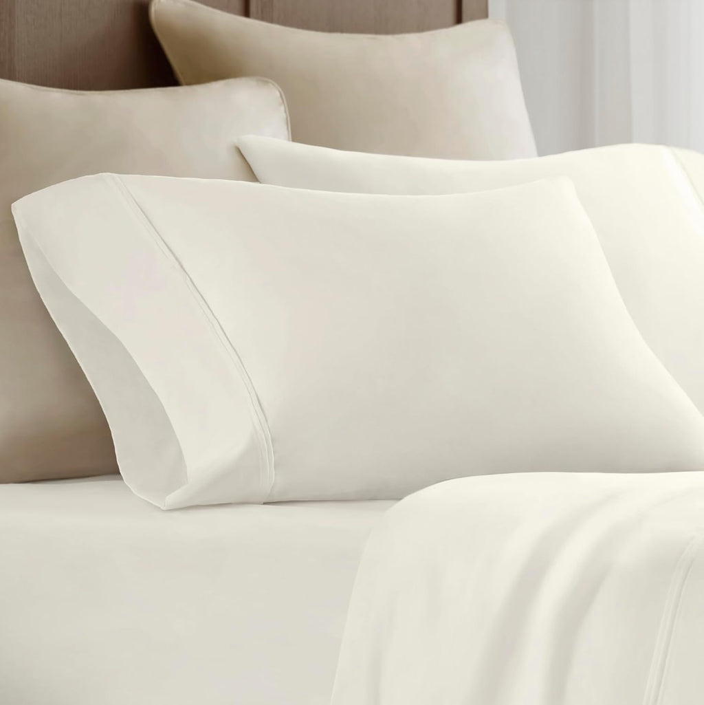 Harbor House Luxury 100% Egyptian Cotton Sheet Set, 400 Thread Count Sateen Weave, Soft & Breathable Bed Sheets with Deep Pocket, 4-Piece Queen Bedding Set, Ivory
