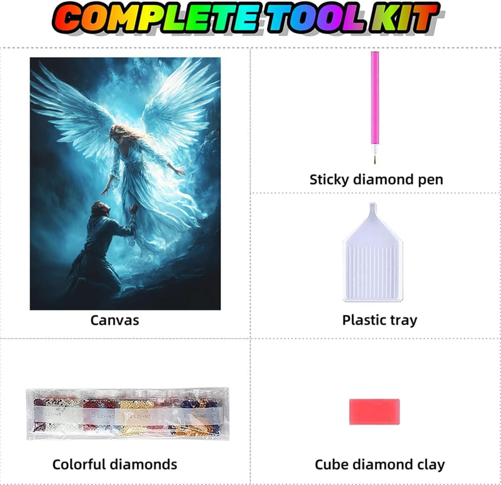 Angel Dimond Painting Kit, Demon Diamond Art Kits for Adults DIY 5D Full Square Dirll Crystal Dots Gem Art Paintings Embroidery Crafts Picture Beginners, Home Wall Decor, Gifts for Women 40x54in g4-7A