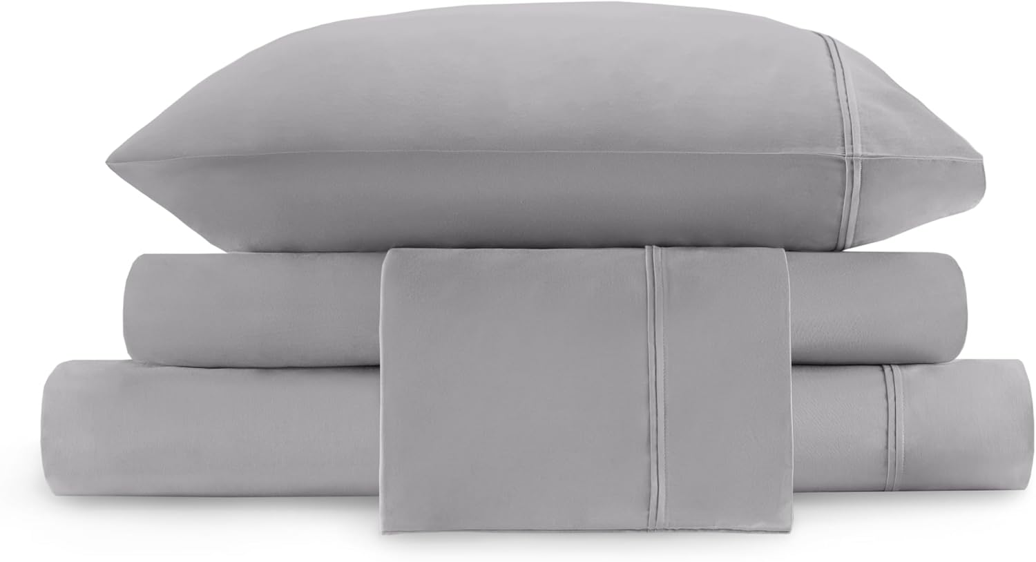 Harbor House Luxury 100% Egyptian Cotton Sheet Set, 400 Thread Count Sateen Weave, Soft & Breathable Bed Sheets with Deep Pocket, 4-Piece Queen Bedding Set, Gray