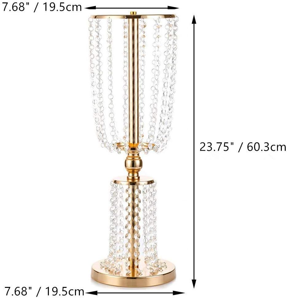 NUPTIO 10 Pcs 23.75 inches Gold Vases for Centerpieces Tall Crystal Metal Vase Flower Stand Holders Wedding Centerpiece Chandelier for Reception Tables Wedding Supplies