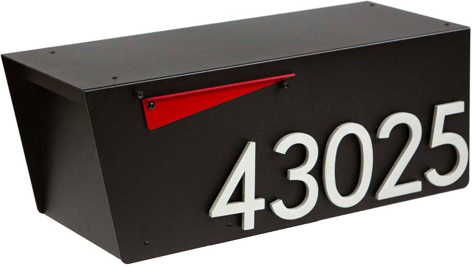 Rusty Design Modern Post-Mounted Mailbox with Personalized Address Numbers, Small Size #HC100 (with Five Address Numbers)