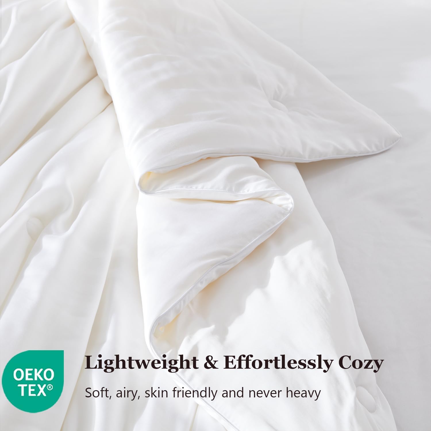 Globon Cooling Comforter Queen Size, Lightweight Summer Comforter for Hot Sleepers,Ultra Soft Bamboo Viscose Fabric, Breathable & Moisture,Soy Fiber Blend Fill, White