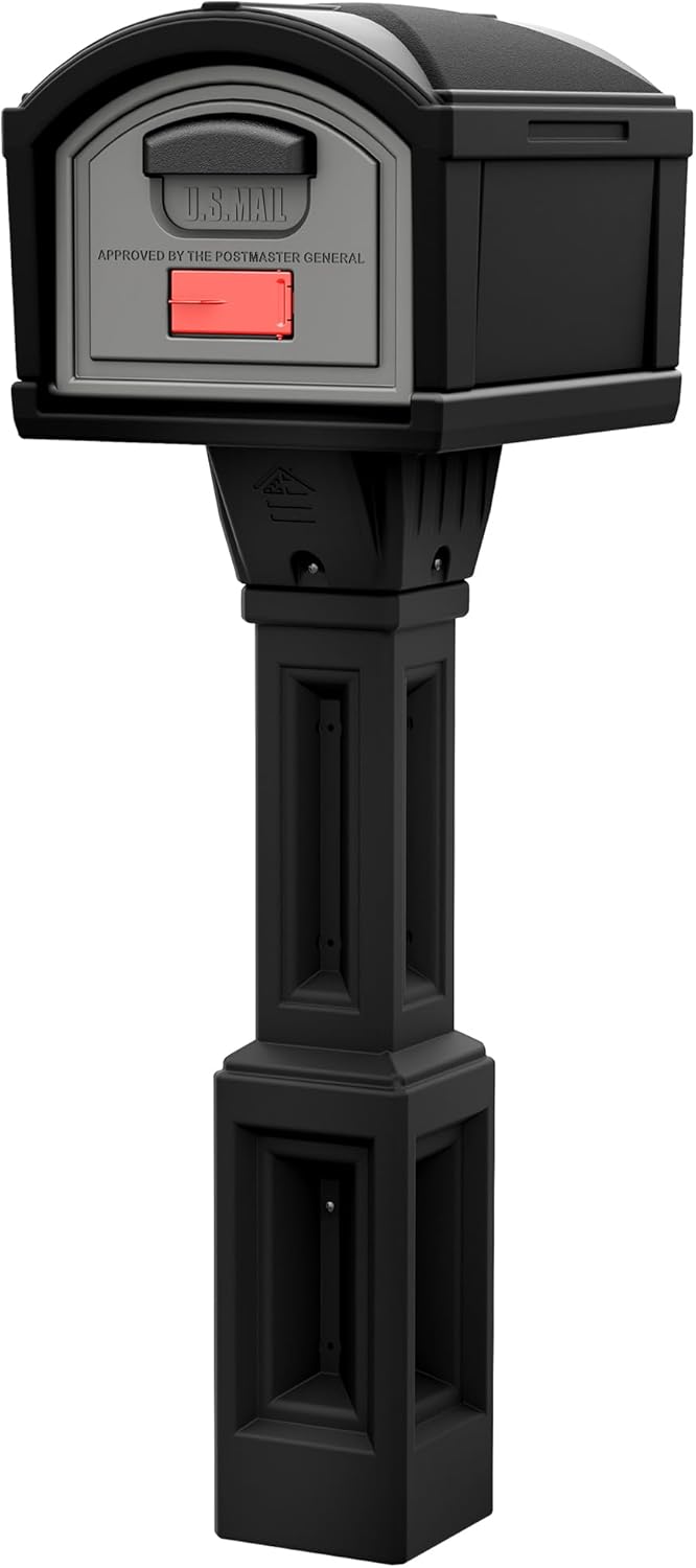 Simplay3 USPS T4 Extra Large Capacity XL Mailbox and Post Cover with Durable Double-Wall Construction, Weather-Resistant Design, Black, Made in the USA