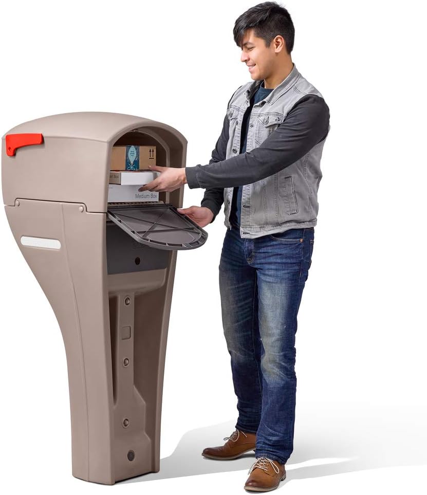 Step2 MailMaster Extra Large Mailbox & Post, Weather Resistant, Large Outdoor Mailboxes, Made of Durable Plastic, Easy to Install, Flag Included, Mocha