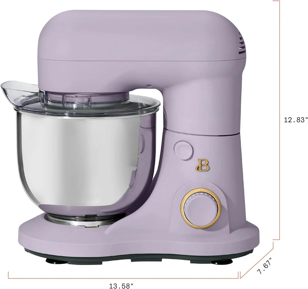 3.5 Qt Stand Mixer, 300W Powerful Motor, Tilt-Head Design with Stainless Steel Bowl, 12 Speeds, Includes Dough Hook Whisk Beater for Baking Mixing (Lavender)