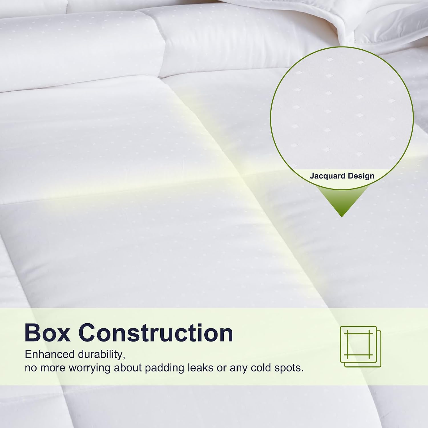 YOUR MOON Luxurious All Season Wool Comforter Queen Size 100% Natural Australian Wool Duvet, Hypoallergenic Premium Filled Comforter, Noiseless Jacquard Rayon Derived from Bamboo Shell(White)
