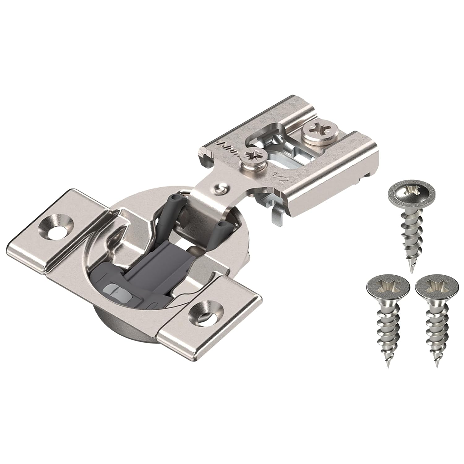 Blum Compact BLUMOTION Hinge (25 Kits), 1/2' Overlay, 105° Opening Angle, Steel, Integrated Soft-Close Hinges for Face Frame Cabinets