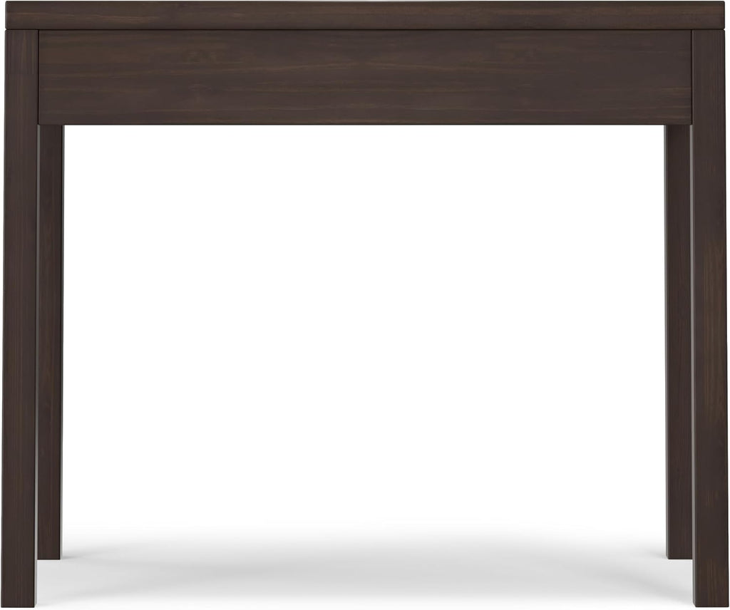 SIMPLIHOME Hollander Small Desk - 38 Inch Wide Solid Wood Writing Desk in Warm Walnut Brown, Contemporary Home Office Computer Table for Study or Compact Space with Flip-Down Keyboard Tray