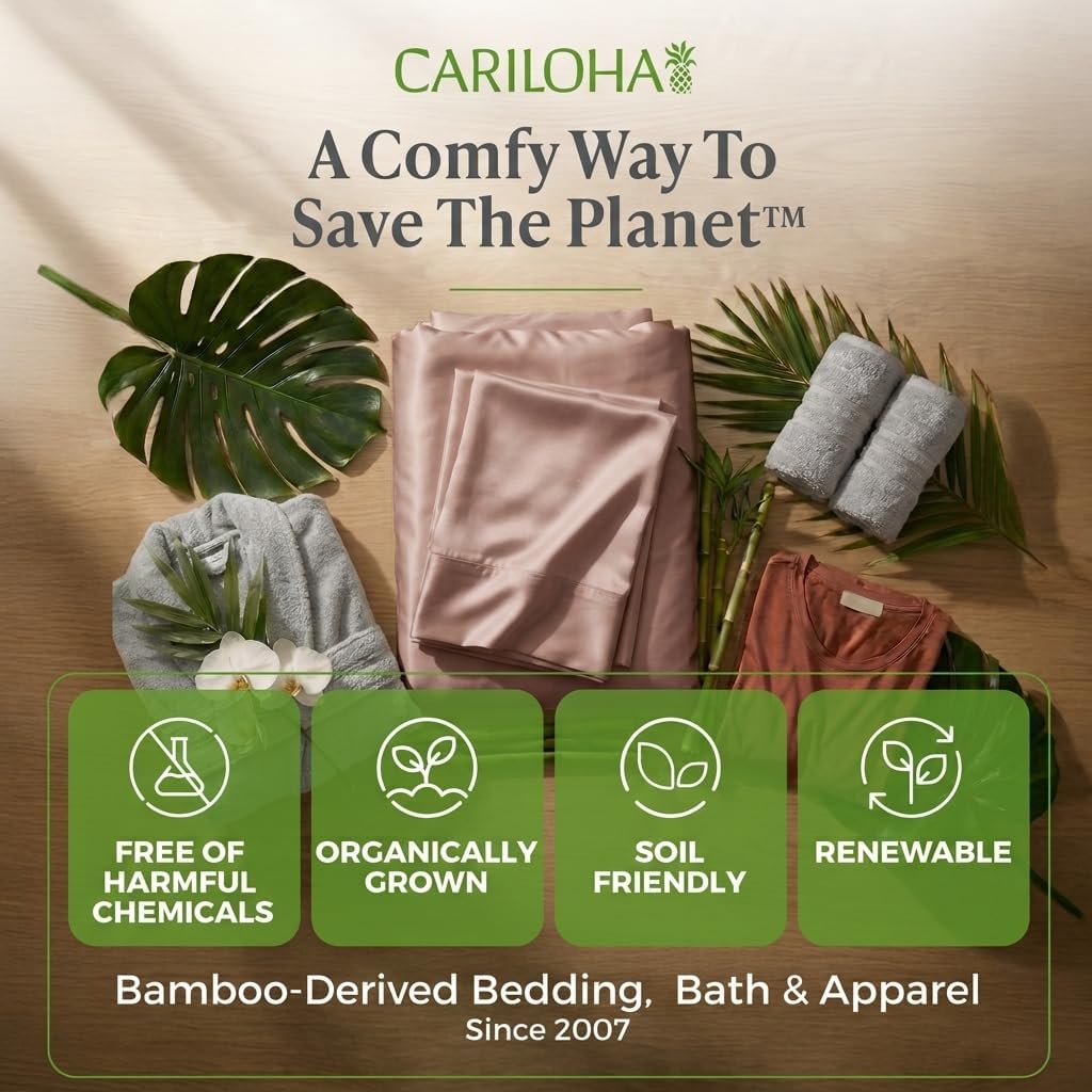 Cariloha Resort 4-Piece Sateen Sheet Set | Blush | Queen | Viscose Material | Allergy Resistant, Naturally Thermal-Regulating, Extra Soft Cooling Sheets for Hot Sleepers