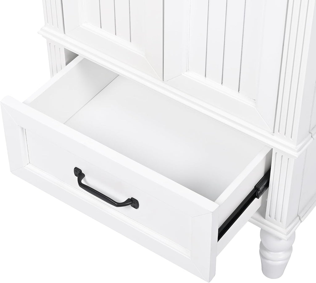 Harper & Bright Designs Bathroom Vanity with Sink, 20' Bathroom Sink Cabinet with Two Doors, Magnetic Door Stopper and Adiustable Foot Pads, A Drawer, White