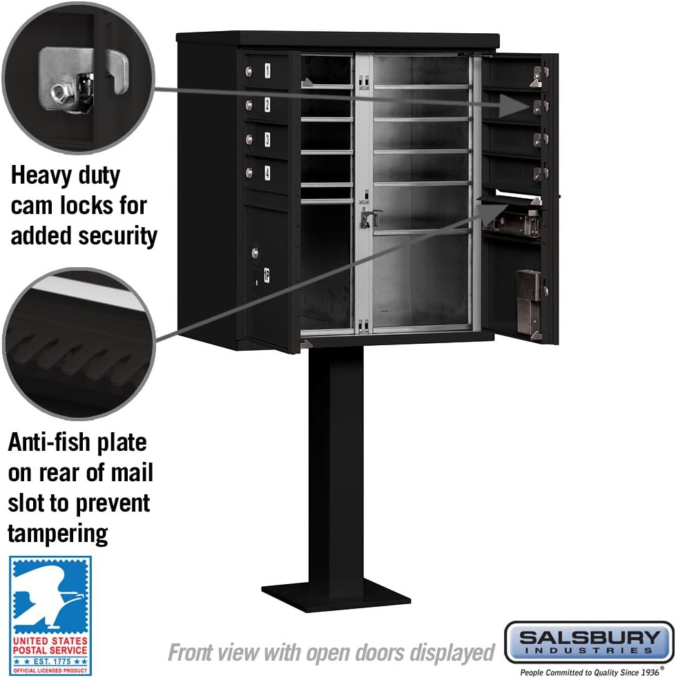 Salsbury Industries 3308BLK-U 8 A Size Doors, United States Postal Access Type I Cluster Box Unit, Black