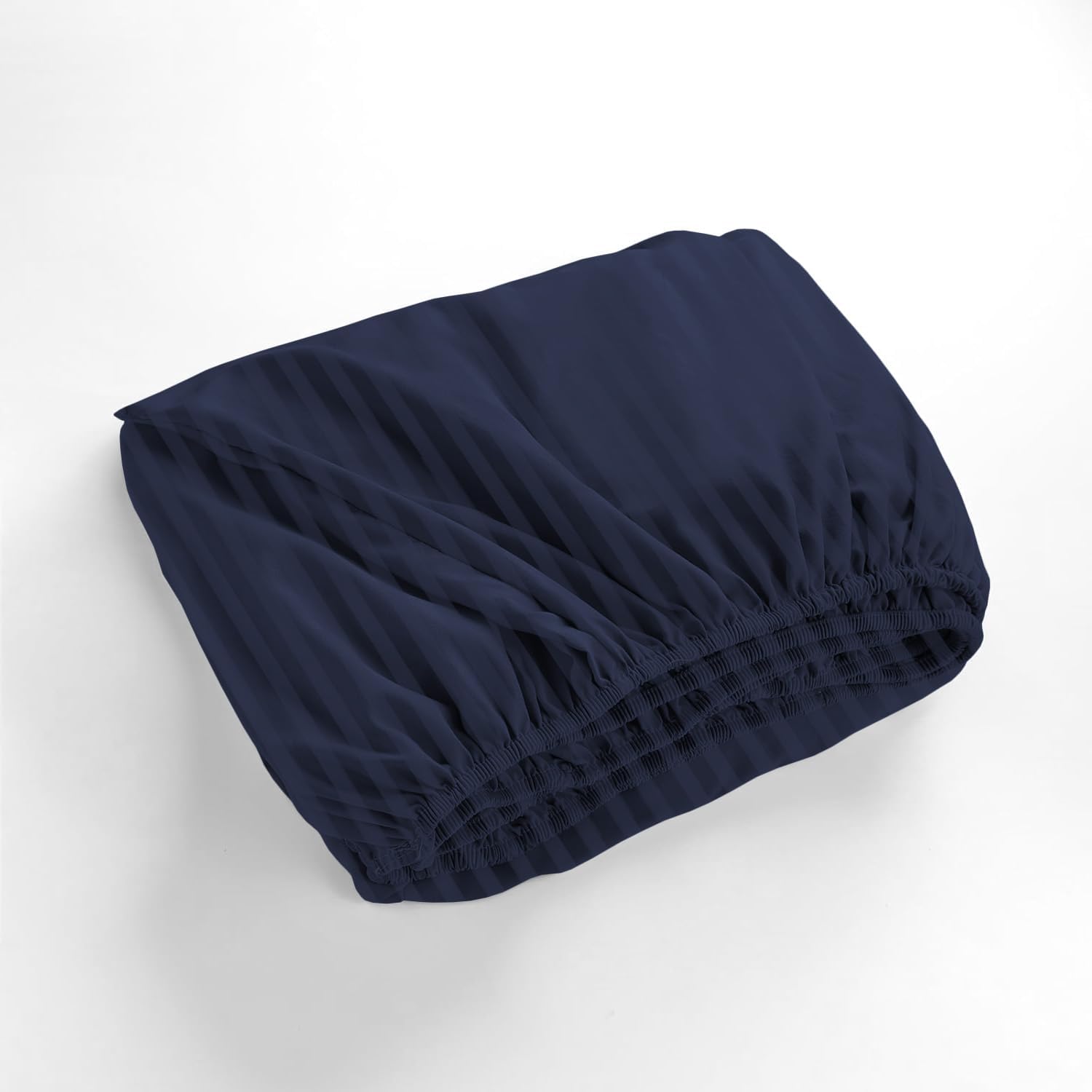 1000 Series- Extra Long Staple 100% Egyptian Cotton Sheet Set,Sateen Weave, Hotel Quality Soft Luxury Bedding, Queen Size 4 Piece Sheet Set Fit 15' Inch to 18' Deep Stripe Navy Blue
