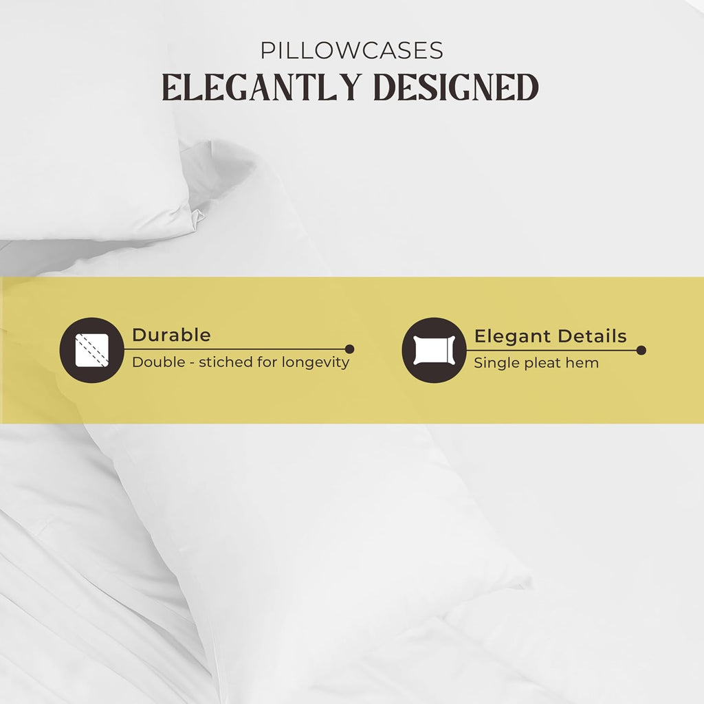 Mayfair Linen 100% Pure Egyptian Cotton Sheet King Size - Luxury 1000 Series Grandiose Collection King Size Sheets Set (6 PC, White), 16' Deep Pocket Sateen Weave Soft Cooling Hotel Bed Sheets Set