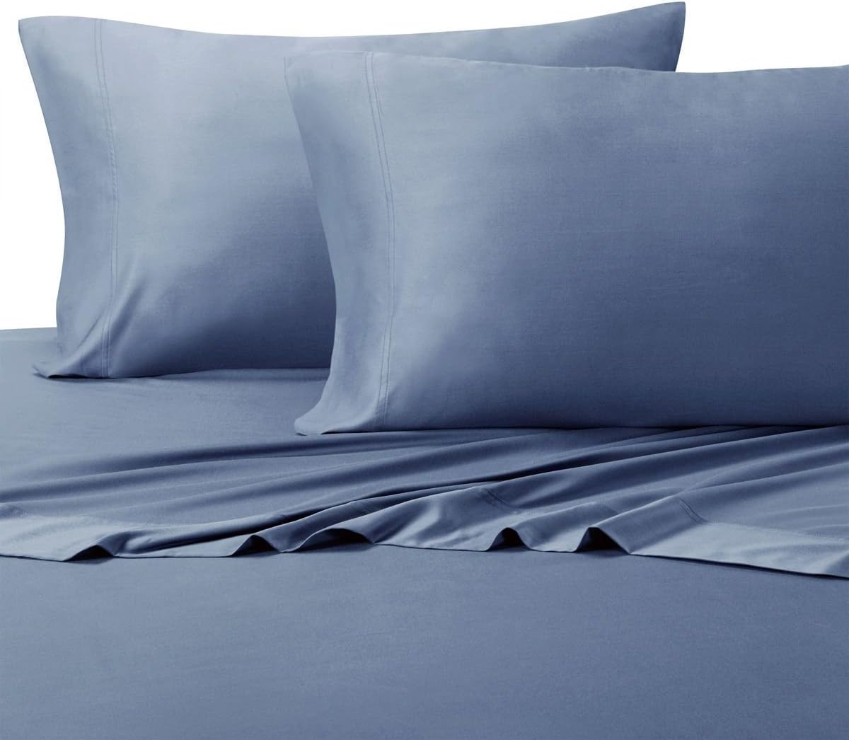 Royal Hotel Bedding Soft Hotel Cooling Sheets for Hot Sleepers, 5PC Organic Viscose Derived from Bamboo Sheets, Sheet and Pillow Cases Set - Deep Pocket (Split King - Periwinkle)