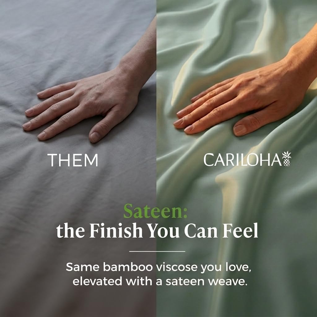 Cariloha Resort 100% Organic Bamboo Viscose Sheets - 4-Piece California King Sheet Set - 18 in Extra Deep Pockets - Sateen Weave, Cooling, Hypoallergenic Sheets - Oeko-TEX Standard 100 - Ocean Mist