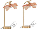 Mid Century Modern Table Lamps 2-Pack with Touch Switch, 18.9-inch Tall Gold Nightstand Lamps Amber Glass Bedside Lamps for Living Room Bedroom Office