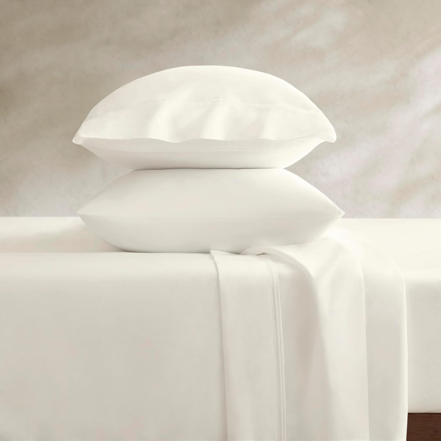 Harbor House Luxury 100% Egyptian Cotton Sheet Set, 400 Thread Count Sateen Weave, Soft & Breathable Bed Sheets with Deep Pocket, 4-Piece Queen Bedding Set, Ivory