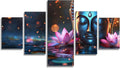 Lotus Diamond Art 5 Piece Diamond Painting Zen 5D DIY Full Square Drill Dimond Art Paintings Rhinestones Crafts for Adults Gem Painting for Home Decor, Large Artwork for Wall 60 x 120 Inch, Model396