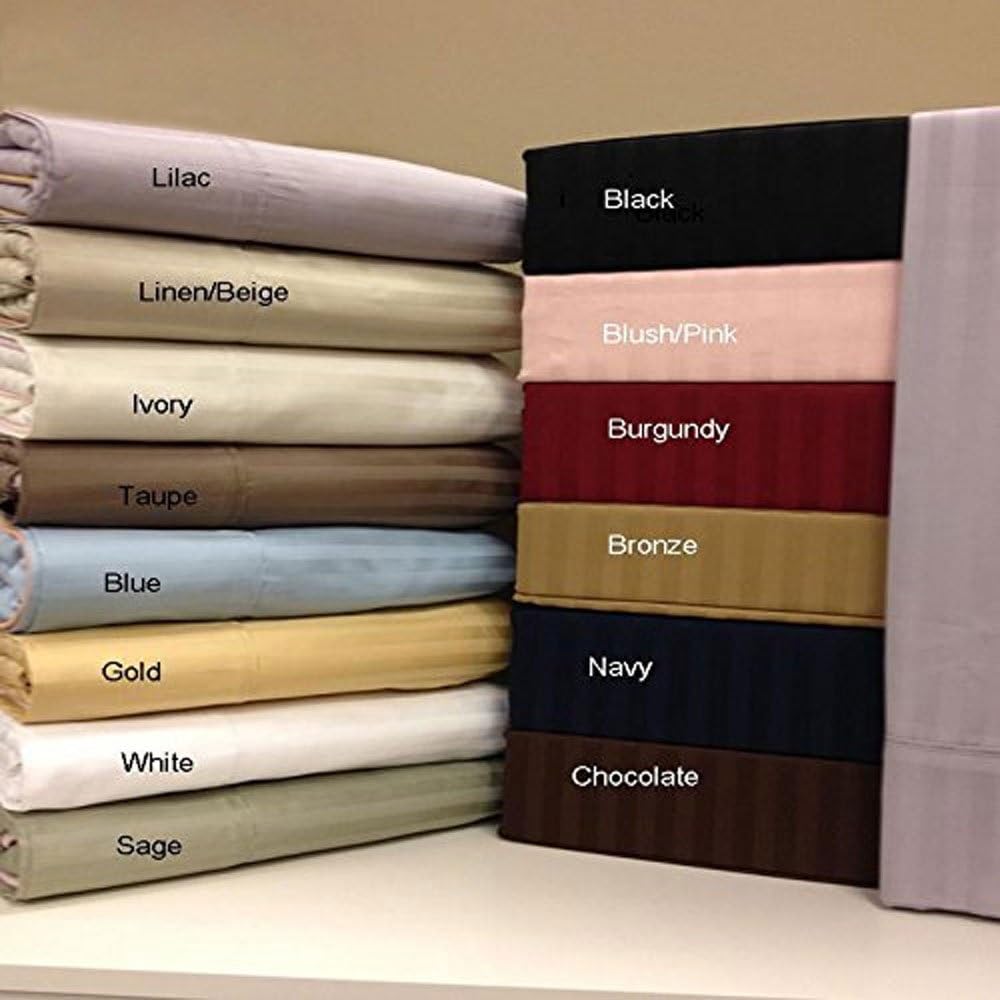 Royal Hotel Bedding Cotton Stripe Duvet Cover Set White with Down Alternative Comforter Duvet Insert, 4 Piece Full Size, 600 Thread Count, Cooling, Breathable