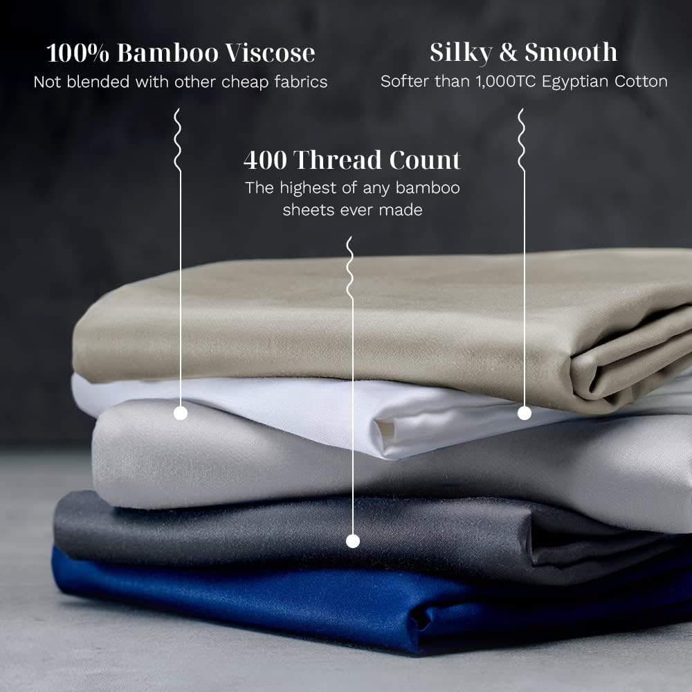 LUXOME Luxury Sheet Set | 100% Rayon (Viscose) from Bamboo | Twin Size - Sapphire | Deep Pockets | 3-Piece Set (Fitted, Flat, Pillowcase)