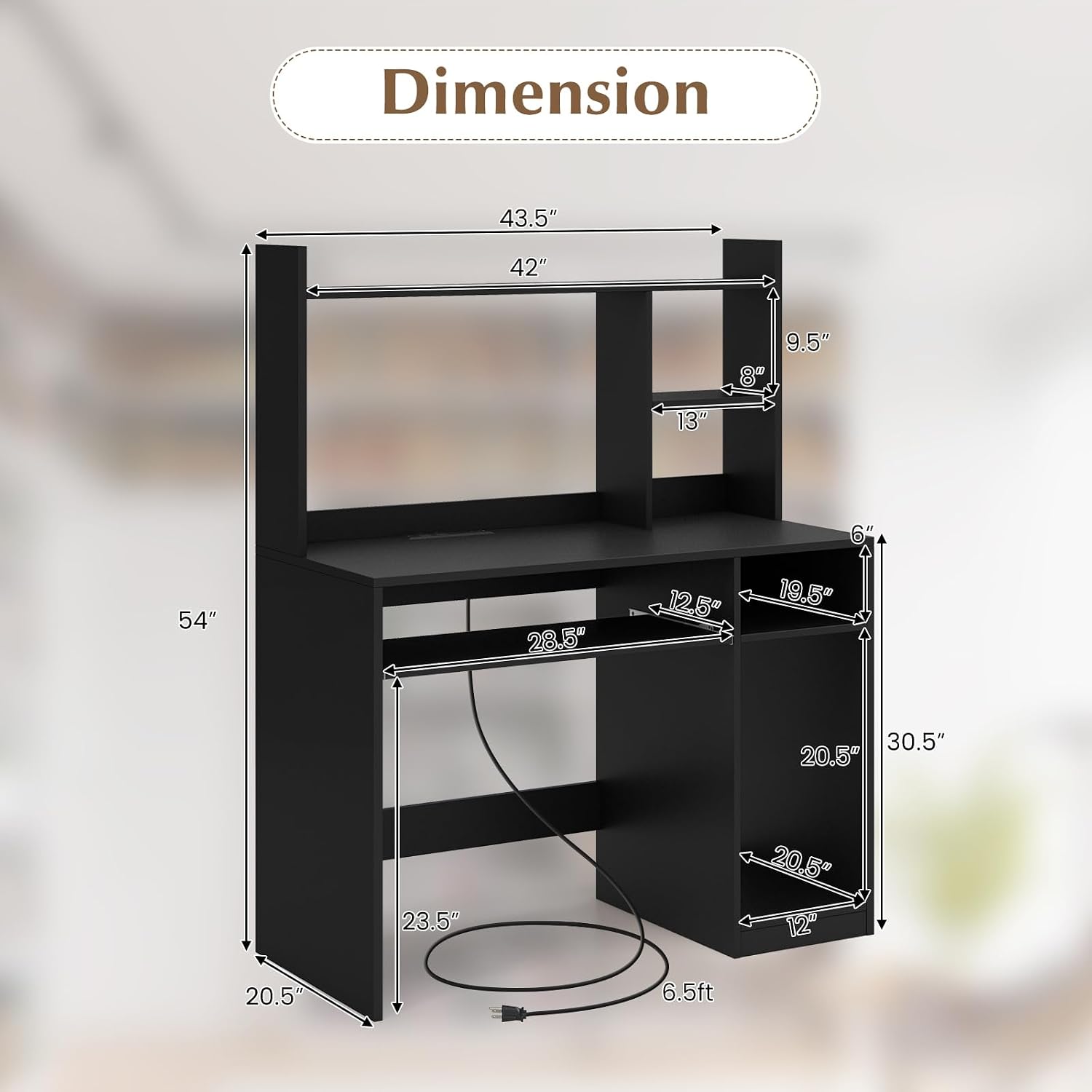 Tangkula Computer Desk with Storage Hutch & Charging Station, Home Office Study Writing Desk with Bookshelf, Keyboard Tray & CPU Stand, Modern Laptop PC Desk, Computer Workstation for Study, Bedroom