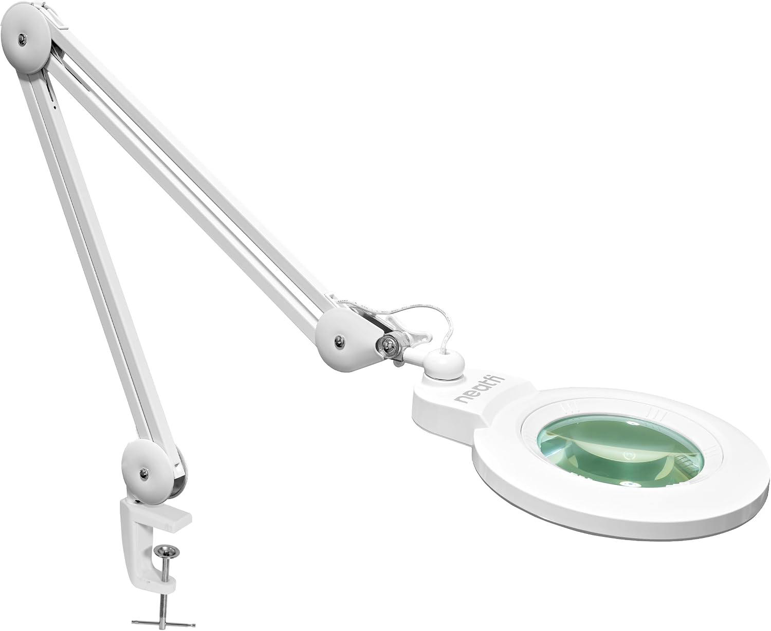 Neatfi (New Model) 1,200 Lumens LED Magnifying Lamp with Clamp, 8 Diopter, Correlated Color Temperature Control, 12W, 120 Pcs SMD LED (White, 5 Inch Lens)