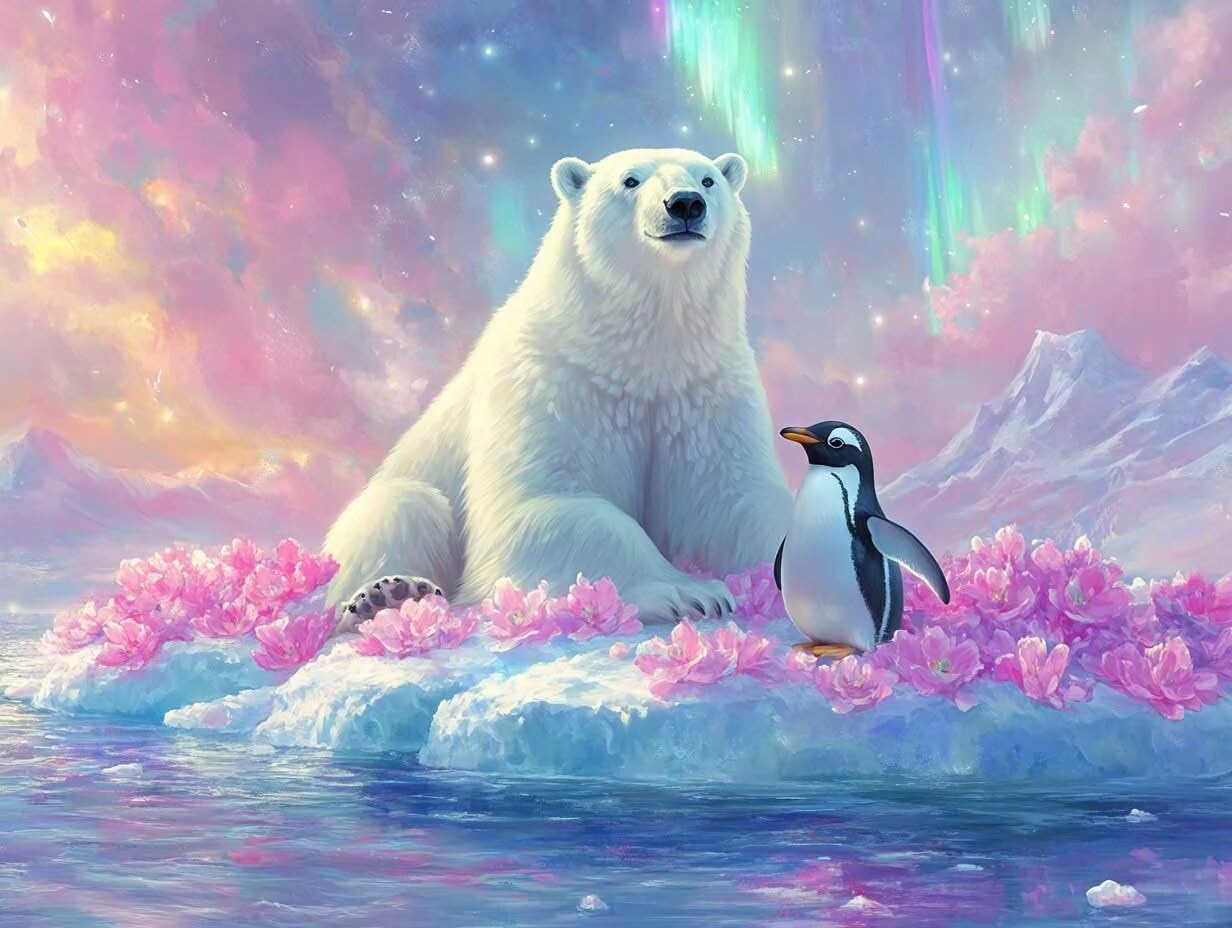 Polar Bear Diamond Art Kits for Adults, Penguin Diamond Painting Large 48 X 36 Inch, Gem Art Crafts for Adults Mosaic Kits, Full Drill Round Dimond Dots Crystal Paintings for Home Decor -zjn250118Q