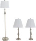 Lavish Home 3-Piece Home Lighting Set - Coordinating Bundle with 2 Table Lamps and 1 Floor Lamp for Home and Office Decor (Silver)