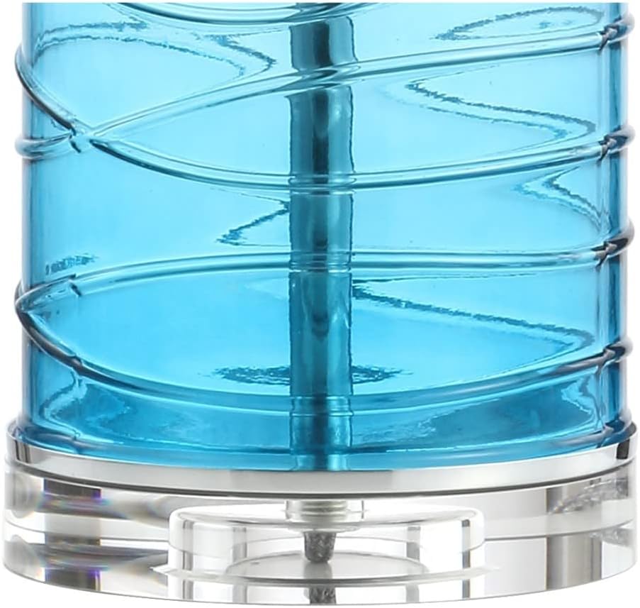 JONATHAN Y 27.5' Turquoise Modern Fused Glass Table Lamp Set of 2 for Bedroom Living Room, Coastal Nightstand Bedside Lamp with White Linen Shade, LED Bulbs Included JYL4016A-SET2