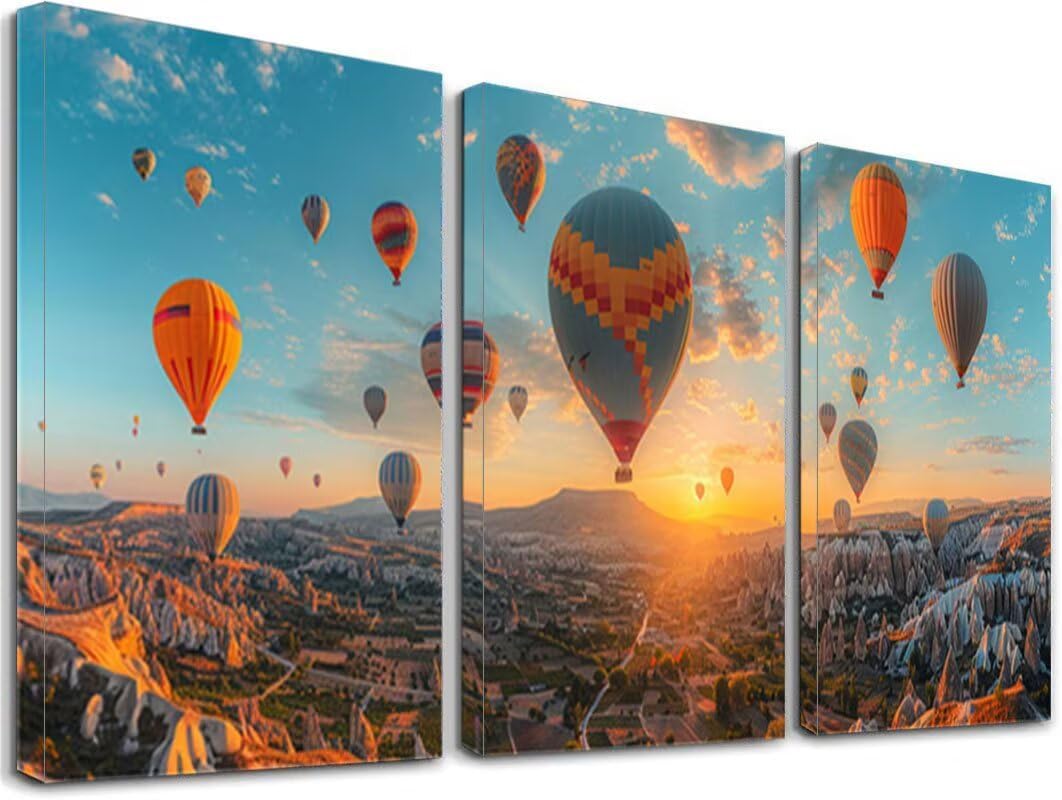 3 Pack Hot Air Balloon Diamond Art Kits for Adults, Landscape Diamond Painting Kits for Adults Beginners, Full Round Drill Dimond Art Paintings, Gem Arts Crafts for Home Wall Decor, 24x32 Inch, D-06