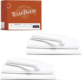 TEXAS LINEN CO. 100% Egyptian Cotton King Sheet Set Pack of 2 - Luxury Texan Talkin' Collection 600 Series Egyptian Cotton Sheets King Size (8 PC, White), Cooling, 16' Deep Pocket Hotel Bed Sheet Set
