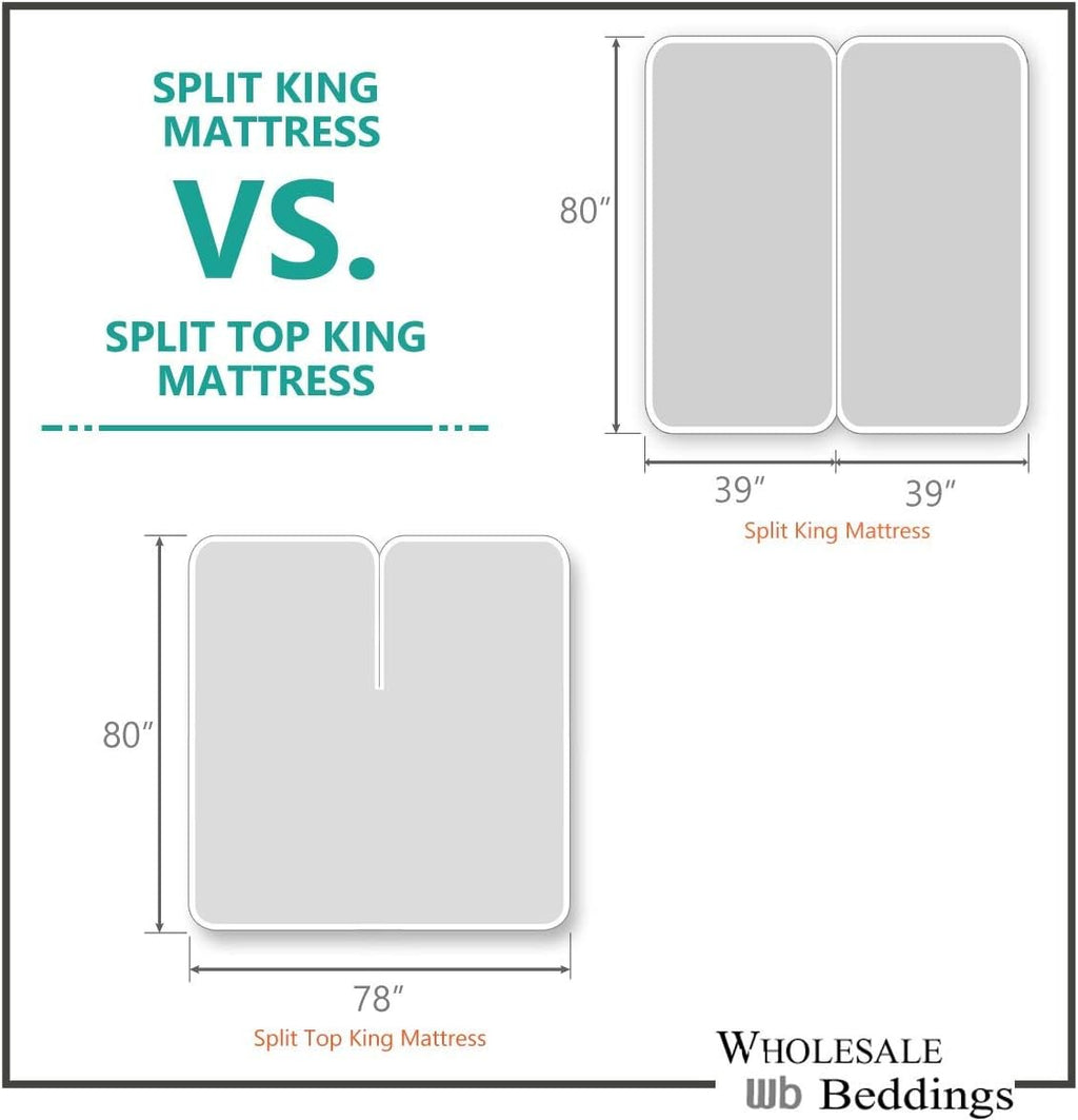 Solid 300-Thread-Count, 100-Percent Cotton Percale, Breathable Crispy Split-King Sheets Set for Adjustable Beds, White