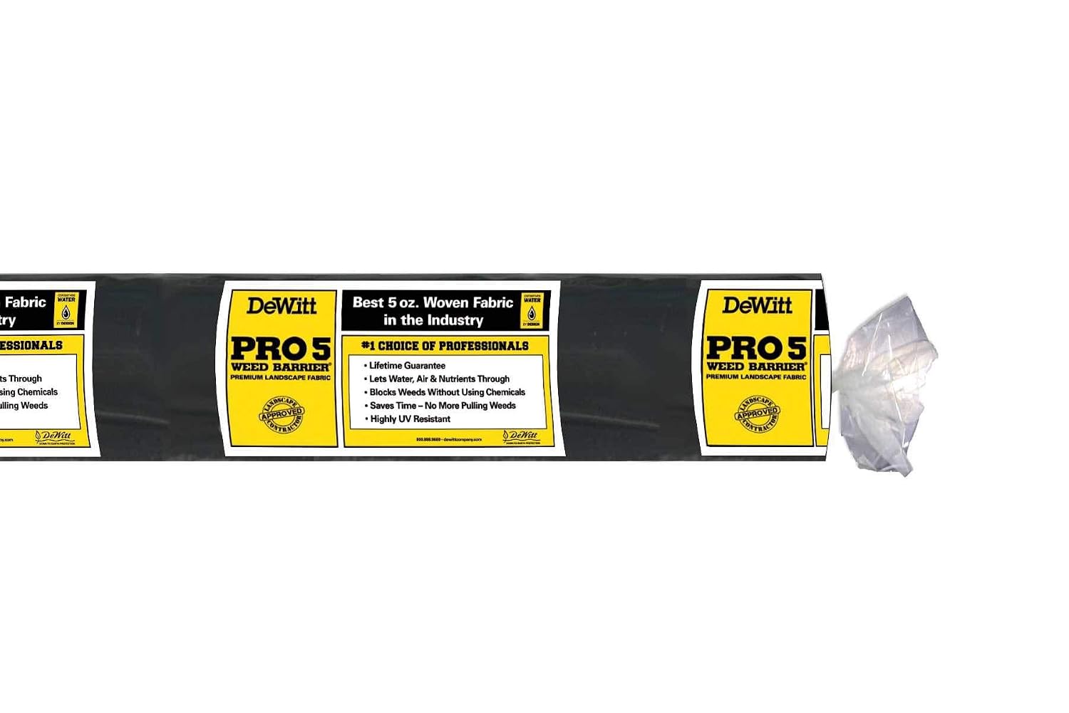 Dewitt 6-Pack Pro-5 Weed Barrier Fabric 5 oz, 6 x 250 Feet – Heavy-Duty Woven Landscape Ground Cover Mat for Raised Garden Bed, Greenhouse Gardening, Outdoor Landscaping, and Commercial Planting