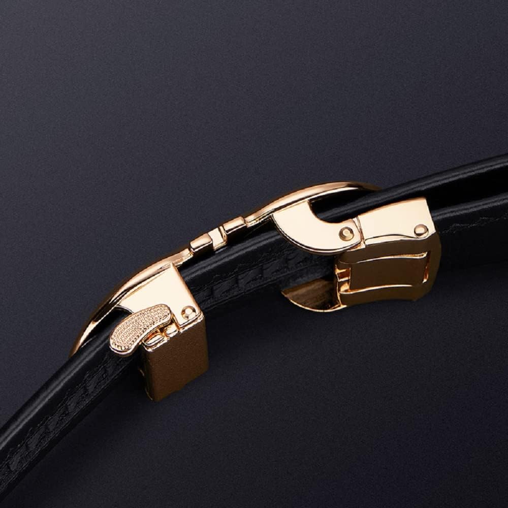 Automatic Ratchet Belt for Men - Genuine Leather Dress & Casual Use, Adjustable Buckle.