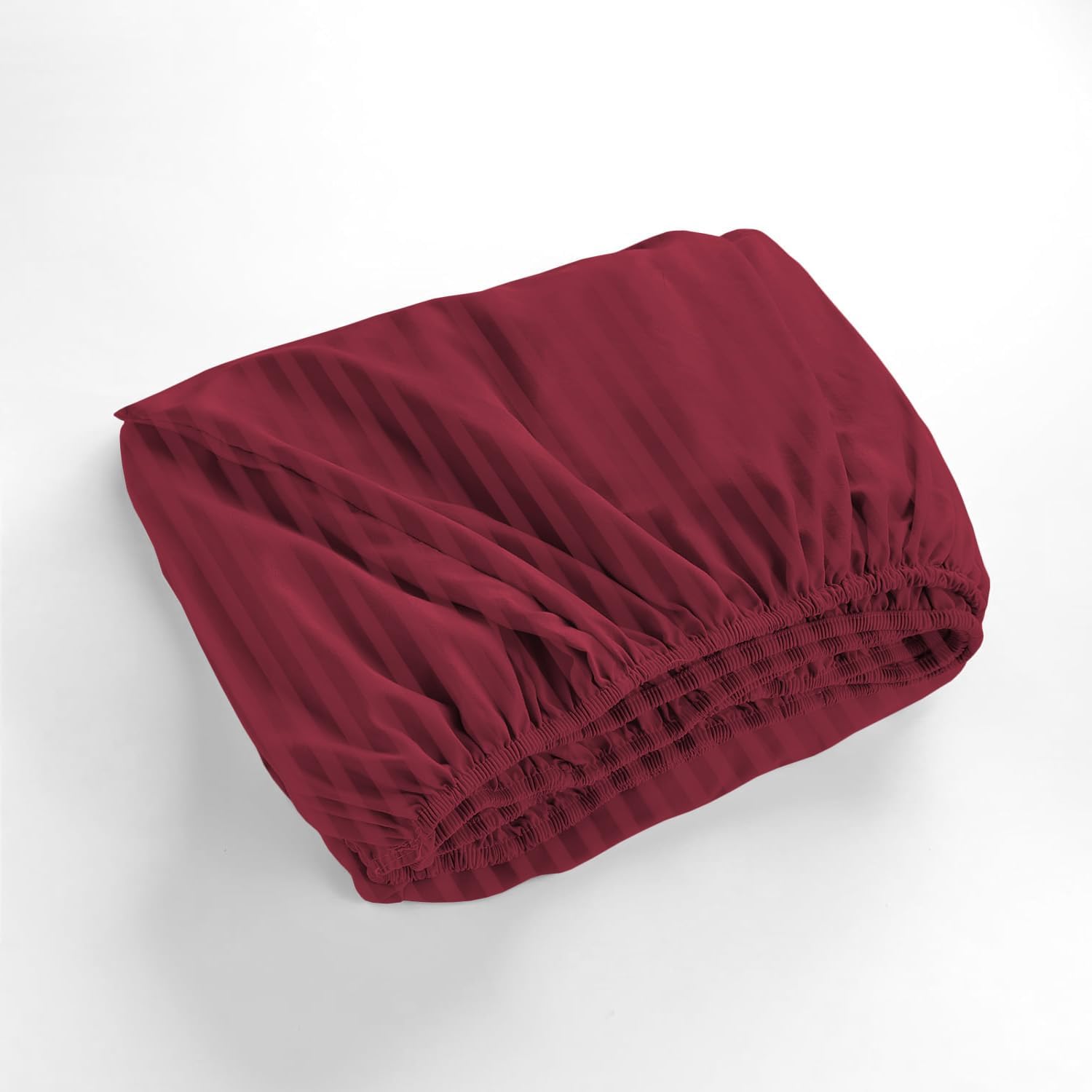 1000 Series- Extra Long Staple 100% Egyptian Cotton Sheet Set,Sateen Weave, Hotel Quality Soft Luxury Bedding, Queen Size 4 Piece Sheet Set Fit 15' Inch to 18' Deep Stripe Burgundy