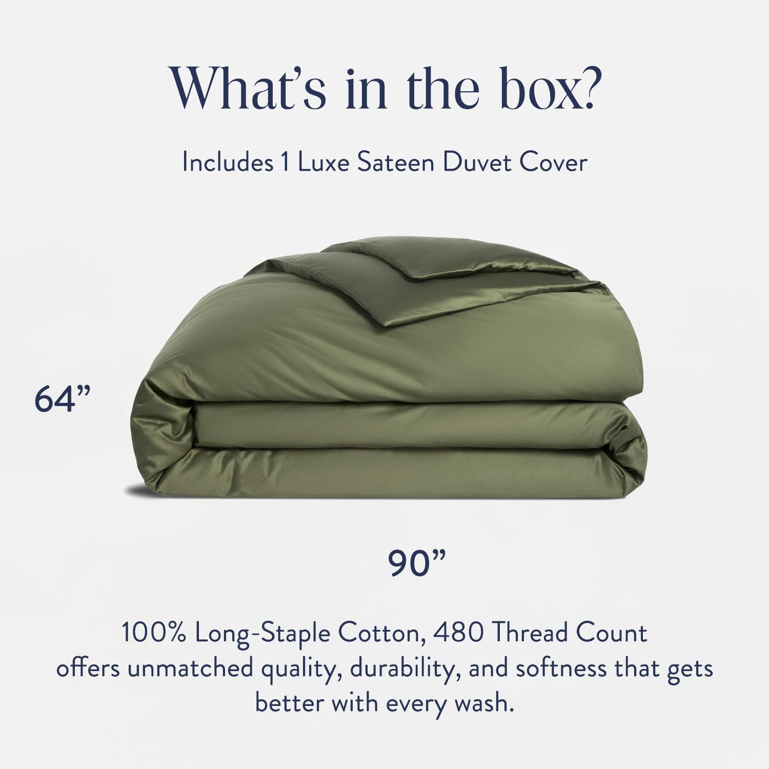 Brooklinen Luxury Sateen Duvet Cover - 100% Cotton, Twin/Twin XL Size in Fresh Moss Green with Extra-Long Corner Ties and Button Closure - Best Twin/Twin XL Duvet Covers