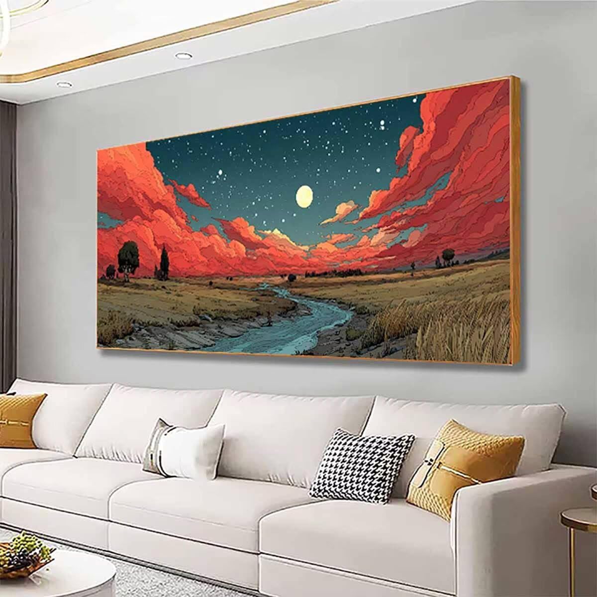 Landscape Dimond Painting Kit, Starry Sky Diamond Art Kits for Adults, 5D Square Full Dirll Crystal Dots Gem Art Paintings Embroidery Crafts Picture Beginners for Home Wall Decor Gifts 40x80in y6-12m