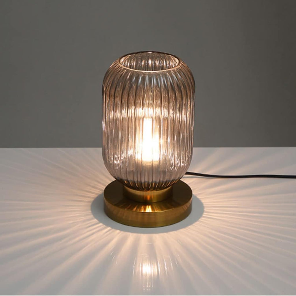 Globe Table Lamp, Mid Century Modern Table Lamp Vintage Gold Nightstand Lamp Set of 2 with Metal Base Grey Glass Desk Lamp Small Table Lamps for Bedroom Bedside Living Room Office