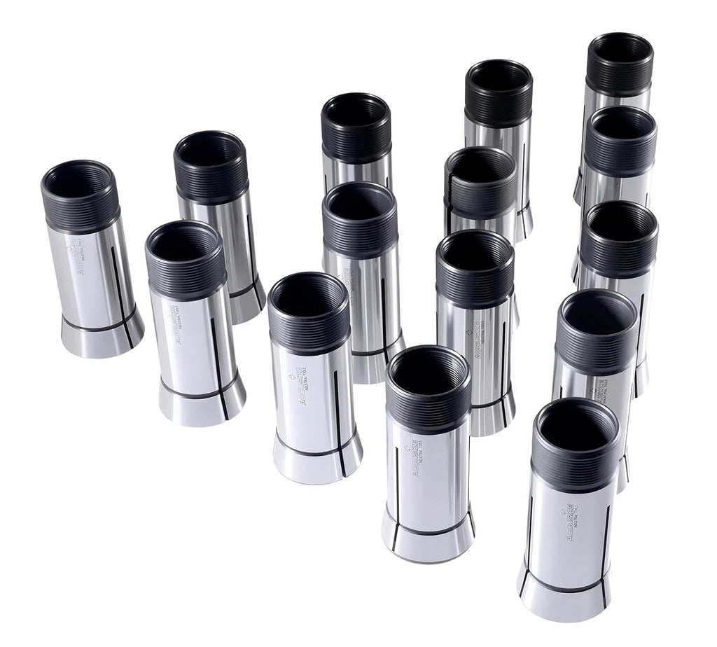 Accusize Industrial Tools 15 Pcs 1/8-1'' by 16ths 5C Precision Round Collets Hardened and Ground, 0200-0571