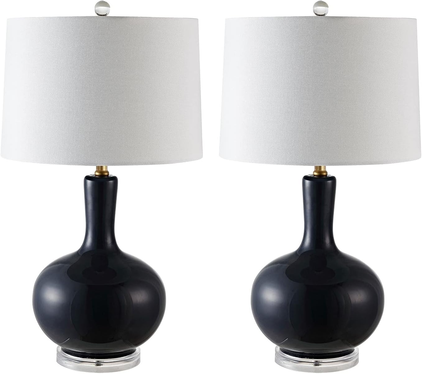 SAFAVIEH Lighting Collection Nilla Modern Contemporary Navy / Clear 27-inch Bedroom Living Room Home Office Desk Nightstand Table Lamp Set of 2 (LED Bulbs Included)