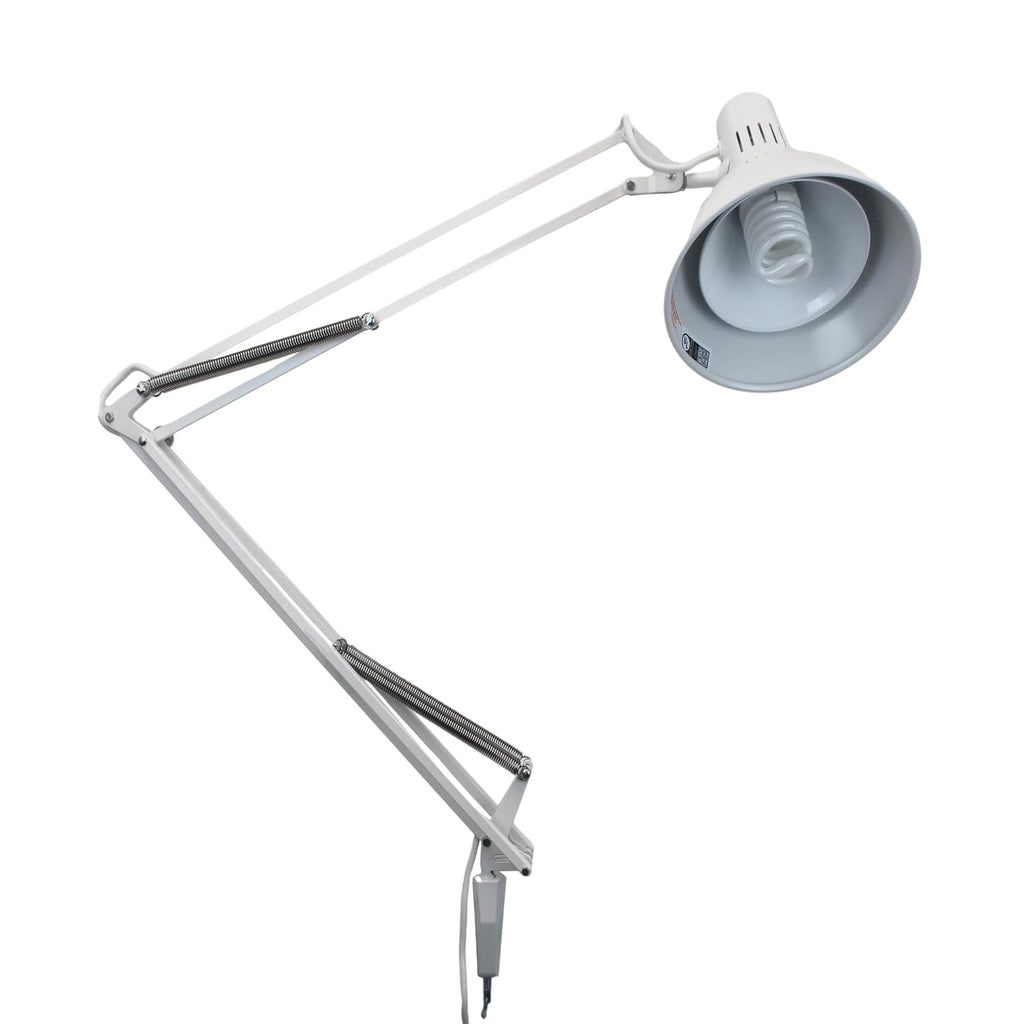 Luxo LS1AWT LS 23W CFL Task Light, 45' Powder-Coated Arm with External Springs, Edge Clamp, White